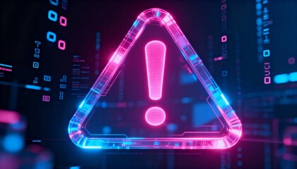 A virus alert warning displayed on a digital screen with red danger symbols and glitch effects, in a futuristic environment	