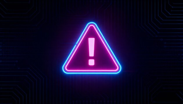 A virus alert warning displayed on a digital screen with red danger symbols and glitch effects, in a futuristic environment - Powered by Adobe