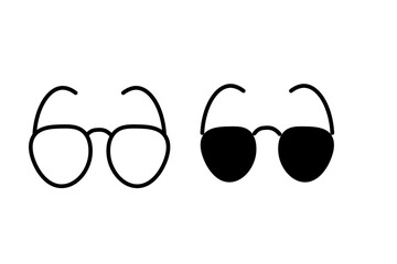 Black and White Glasses Icon – Vector Eyewear Illustration