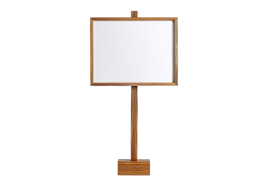 Wooden sign stand, blank white board