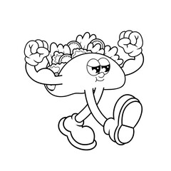 Retro character design from strong taco outline