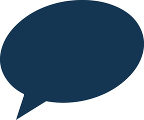 Solid deep blue speech bubble icon for communication and ideas