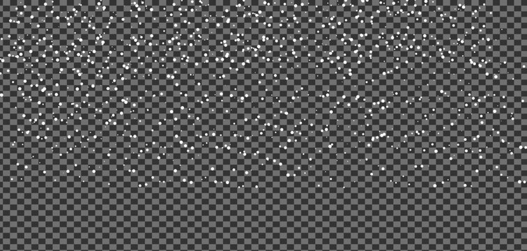 White snow flurries fall softly against the transparent background creating a peaceful winter scene