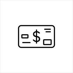 Vector art of black outline icon of a credit card with a dollar sign