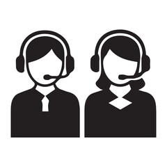 Two Smiling Customer Service Agents with Headsets and Laptops.