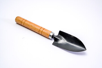 Mini Garden Tools with Wooden Handle on White Background