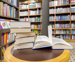 book cafe ,bookstore,
buying a book in a store