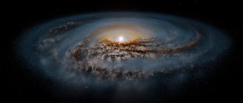 Spiral galaxy illustration in space outer space cosmos exploration concept