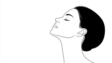 Silhouette of a Serene Woman's Profile in Minimalist Line Art Style