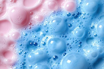 Macro Close Up of Pink and Blue Bubbles Creating an Abstract and Dreamlike Soft Gentle Texture