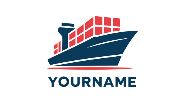 Modern cargo ship container logistics and shipping company logo design