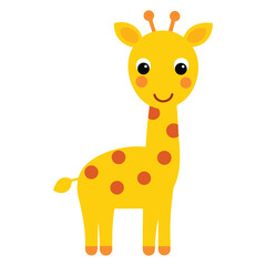 giraffe, cartoon, cute, animal, tall, yellow, spots, friendly, illustration, vector, long-neck, digital, art, adorable