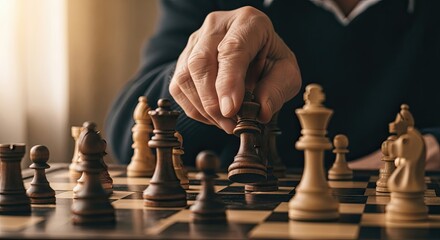 Strategic Mind Playing Chess Game Intense Focus