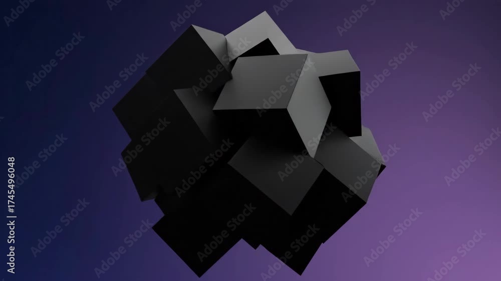 Wall mural slow rotation of abstract 3d cubes seamlessly looping geometric pattern slow rotation of abstract 3d