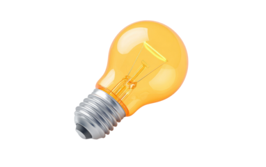 Illuminated lightbulb, warm yellow glow