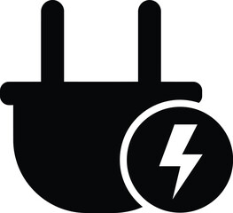Electric plug with lightning bolt symbol vector illustration for energy and power concepts
