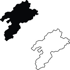 Clean white background highlights a distinct black map silhouette and its accompanying territorial outline