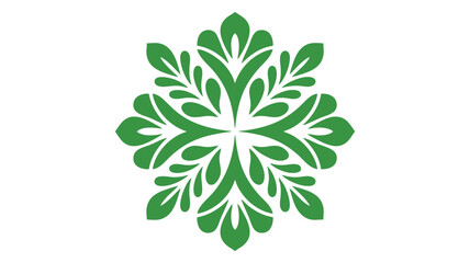 Symmetrical green floral mandala design with leafy swirls elegant natural ornament