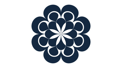 Abstract geometric mandala flower pattern design featuring dark blue and white tones