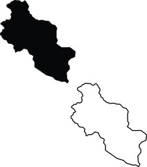 Fototapeta premium A distinctive black silhouette and corresponding outline depict the unique form of an unknown geographical area