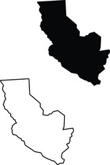 A pair of geographical map outlines show a distinct territorial boundary for educational purposes