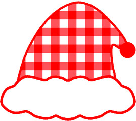 Cute Santa Hat with Red Gingham Check Pattern