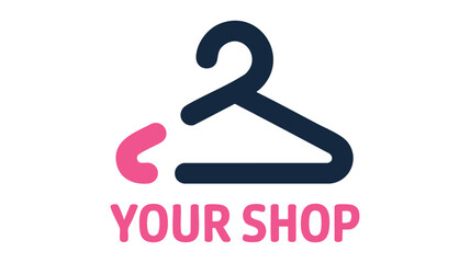 Modern clothing hanger logo design with text for your fashion shop business