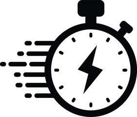 Dynamic lightning bolt stopwatch icon vector graphic for speed and performance