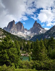 Mountain vista with blue sky