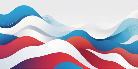 Abstract vector illustration of waving national flag with blue and red waves and stripes
