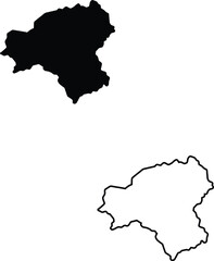 Obraz premium Black silhouette and clear outline map illustrating the boundaries of a wider geographical territory