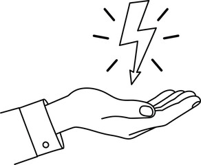 Hand holding lightning bolt vector illustration scalable energy power icon eps graphic