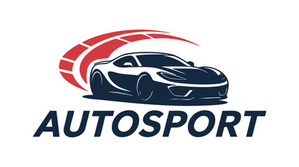 Dynamic auto sport logo featuring a sleek sports car and speed streaks