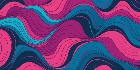 Abstract colorful seamless pattern with vintage wave swirls for textile design vector illustration
