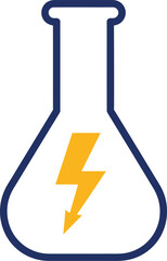 Dynamic lightning bolt illustration inside scientific flask vector graphic for eps download