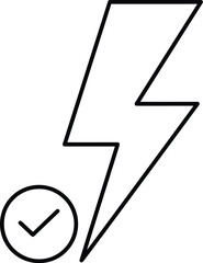 Bolt icon with checkmark outline vector graphic scalable for eps format
