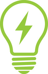 Green light bulb with lightning bolt illustration vector graphic scalable eps