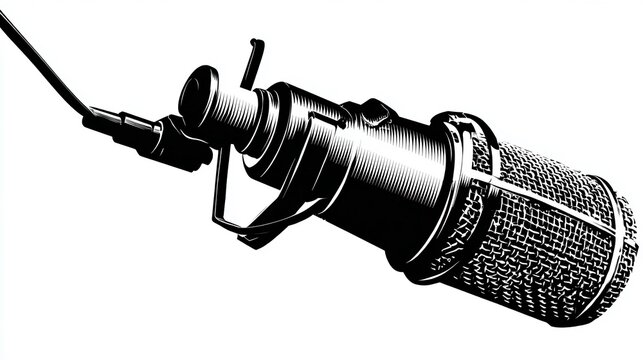 Microfono con cavo su sfondo trasparente