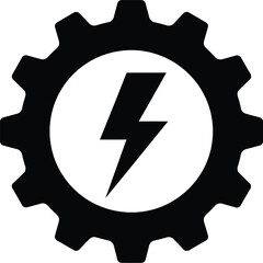 Electric gear lightning bolt symbol vector illustration scalable eps icon for power and energy concepts