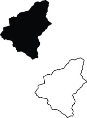 Obraz premium Black silhouette map and outline illustration of a distinct region on a clean white background