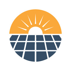 Modern solar panel and sun logo design for renewable energy companies and technology