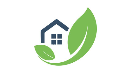 Eco-friendly home symbol green leaf house logo design for sustainable living