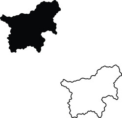 Obraz premium Geographical depiction of Laos with its national borders shown in solid black and outlined on a white background