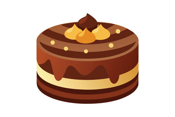 Delicious chocolate cake vector illustration isolated on white background