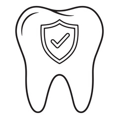 Illustration of a tooth with a shield and checkmark inside