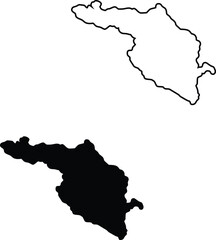 Two distinct vector graphics showing the Samara Oblast map as a black silhouette and an outline
