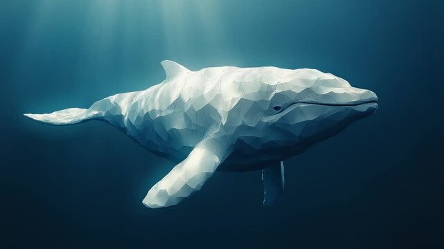 Majestic Beluga Whale Swims Gracefully Underwater.