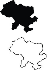 Obraz premium Clean black silhouette map and outline representation of an unidentified geographic area on a crisp white backdrop