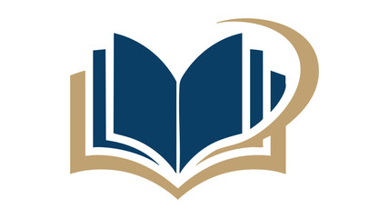 Open book logo design with abstract swirl for education knowledge and learning concepts