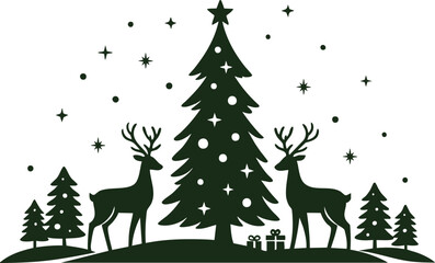 Christmas Tree Forest with Snow and Gifts